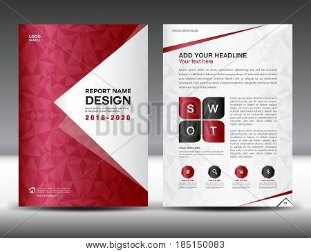 Business brochure flyer template in A4 size Red Cover design Annual report magazine ads catalog layout vector