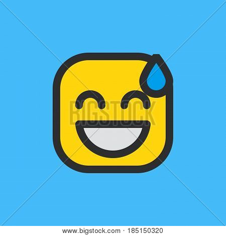 Smiling Face With Open Mouth & Cold Sweat emoji. Filled outline icon colorful vector emoticon