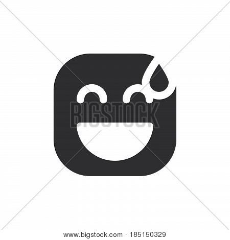 Smiling Face With Open Mouth & Cold Sweat emoji. glyph icon vector emoticon