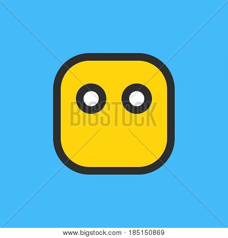 Blank face without mouth emoji. Filled outline icon colorful vector emoticon