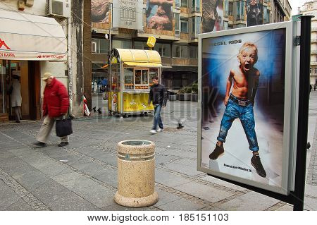 21 march 2009-belgrado-serbia-The main street in the city of belgrade in serbia