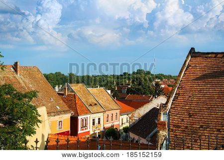 A view over the roofs of Szentendre a little touristic town near Budapest Hungary.