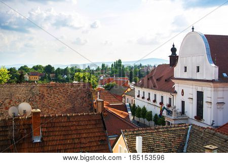 A View Over The Roofs Of Szentendre, A Little Touristic Town Near Budapest, Hungary.