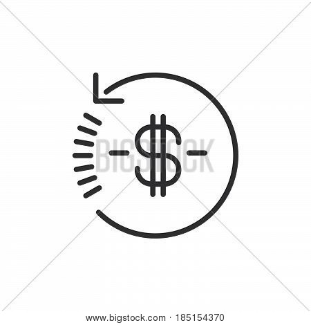 Refund outline icon line vector sign linear style pictogram isolated on white. Symbol logo illustration. Editable stroke. Pixel perfect