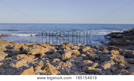 The Mediterranean coast a sunny day in Alcocebre