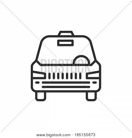 Taxi line icon outline vector sign linear style pictogram isolated on white. Symbol logo illustration. Editable stroke. Pixel perfect