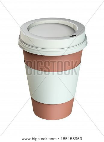 Plastic coffee cup templates, isolated on white background. 3D Rendering