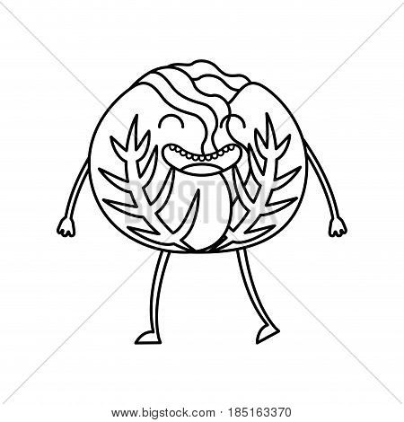 cabbage fresh vegetable kawaii character vector illustration design