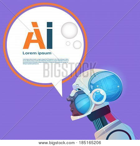 Artificial Intelligence Modern Robot Brain Technology Flat Vector Illustration