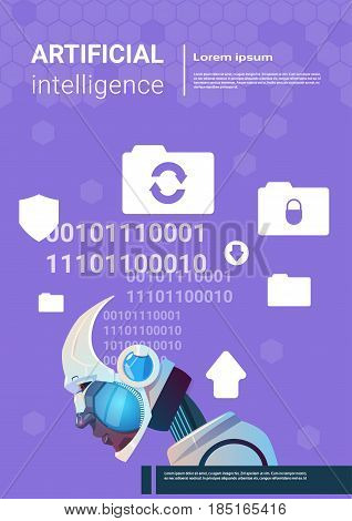 Artificial Intelligence Modern Robot Brain Technology Flat Vector Illustration