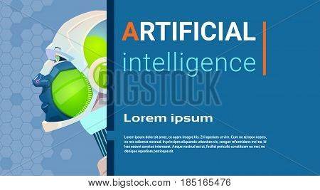 Artificial Intelligence Modern Robot Brain Technology Flat Vector Illustration