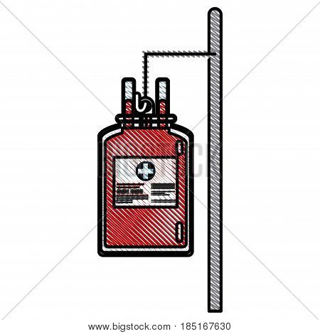 drawing bag blood hanging trasnfusion donation vector illusration