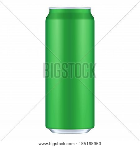 Green Metal Aluminum Beverage Drink Can 500ml. Mockup Template Ready For Your Design. Isolated On White Background. Product Packing. Vector EPS10 Product Packing Vector EPS10