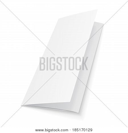 Blank Trifold Paper Leaflet, Flyer, Broadsheet, Flier, Follicle, Leaf A4 With Shadows. On White Background Isolated. Mock Up Template Ready For Your Design. Vector EPS10