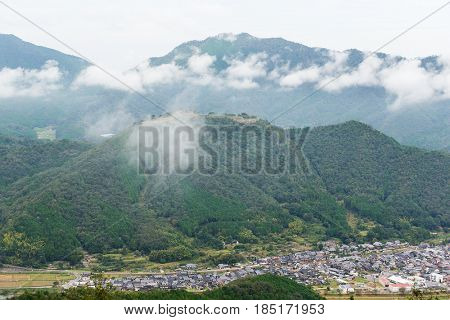 Japanese Takeda Castle on mountain