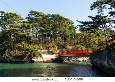 Matsushima and red bridge