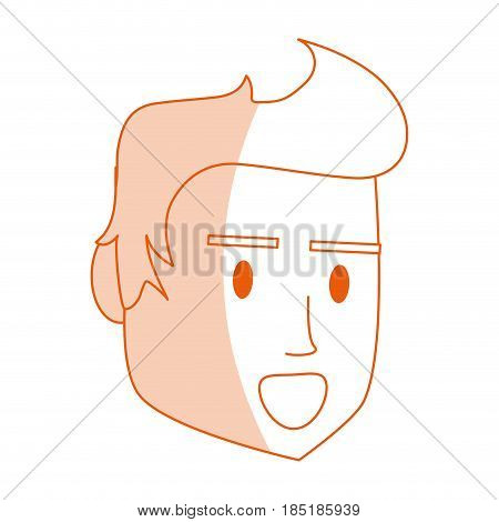 red silhouette shading image side face man with hairstyle vector illustration