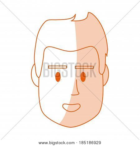 red silhouette shading image cartoon front face man with hairstyle and smiling vector illustration