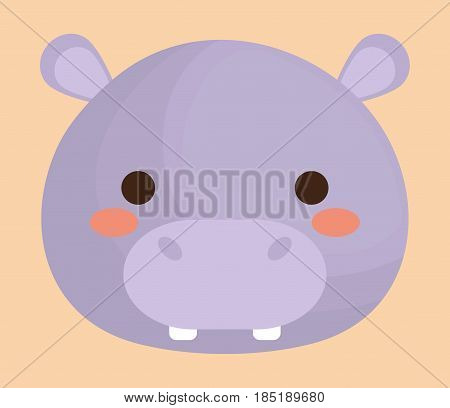 cute hippopotamus animal icon over orange background. colorful design. vector illustration