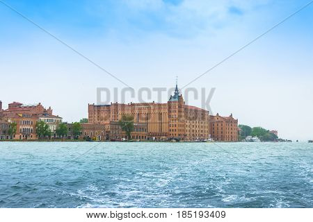 Venice Italy - April 27 2017: Beautiful Venice residential style beside Grand Canal in Venice Italy.