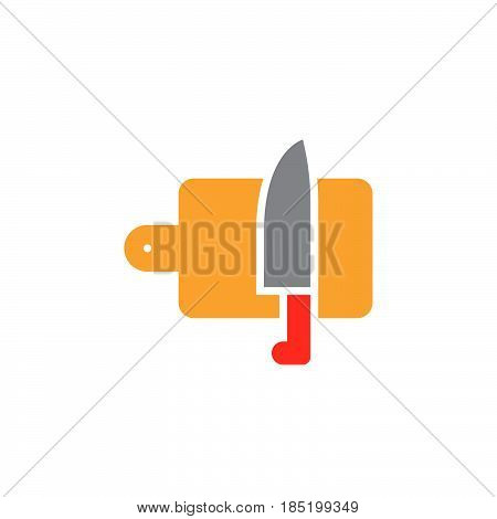 Cutting board with knife icon vector solid flat sign colorful pictogram isolated on white logo illustration
