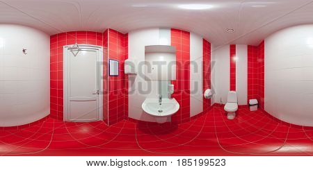 The panorama is in equidistant projection inside the lavatory room.