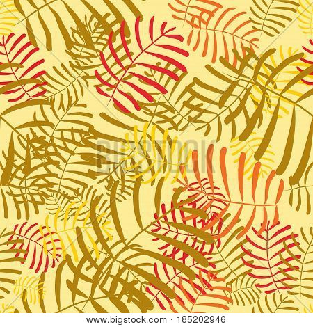 Seamless Trendy Pattern design with doodle tropical leafs. design of wallpaper, fabric, card, packaging and decorative textile. Concept for womens day, birthday and other holidays