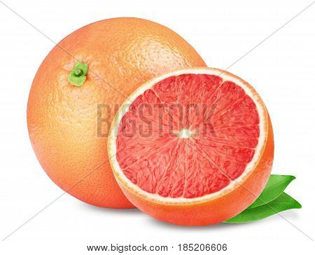 Isolated grapefruit. Pink grapefruits isolated on white background, with clipping path.