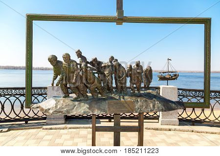 Samara Russia - May 1 2017: Bronze monument of a painting of Ilya Repin's 