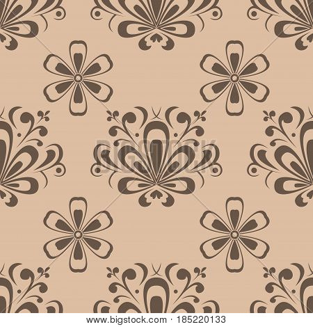 Floral abstract seamless pattern. Vector flat illustration
