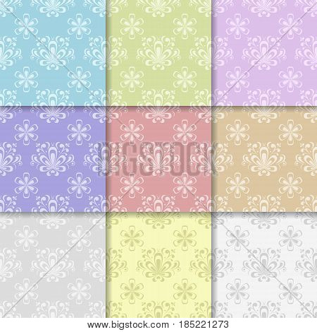 Floral abstract seamless pattern. Vector flat illustration