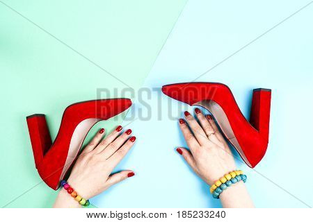 Fashion, Female Different Shoes On High Heels