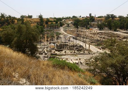 The ancient city of Beit She'an is located in the north of Israel in the Jordan Valley