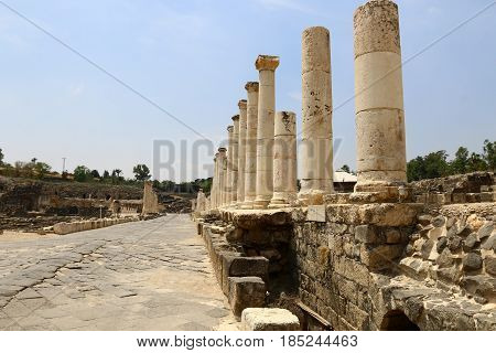 The ancient city of Beit She'an is located in the north of Israel in the Jordan Valley