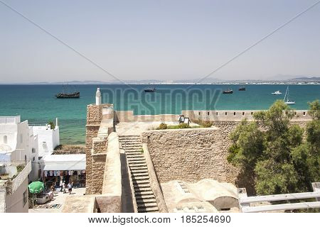 Old stone fortress (ribat) with in the city of Monastir. Tunisia