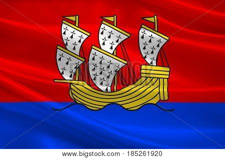Flag of Morlaix is a commune in the Finistere department of Brittany in northwestern France. 3D illustration