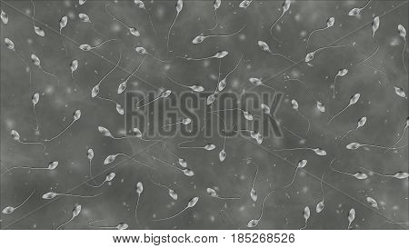 A Lots of Human Sperm Cell under the Microscope Illustration