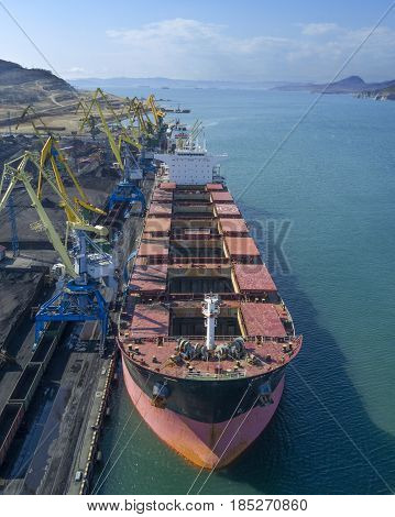 Vessel under loading in vostochny port Russia