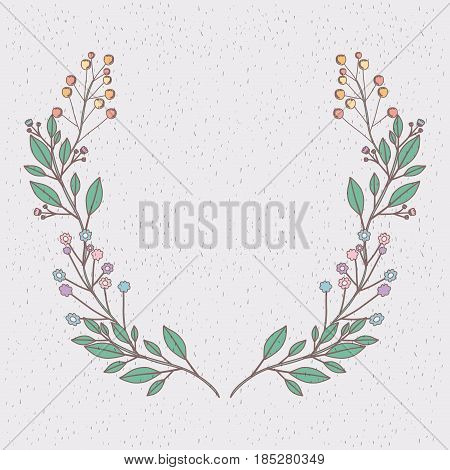 colorful background with decorative branches forming half crown vector illustration