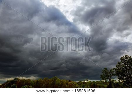 Dramatic Sky. White Clouds And Thunderclouds.