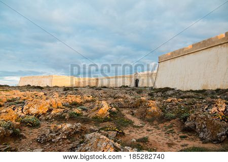 Sagres Fortress at evening aerial view, Portugal