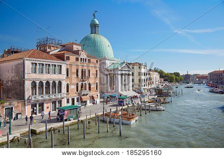 View On Grand Canal From Ponte Degli Scalzi In Venice, Italy