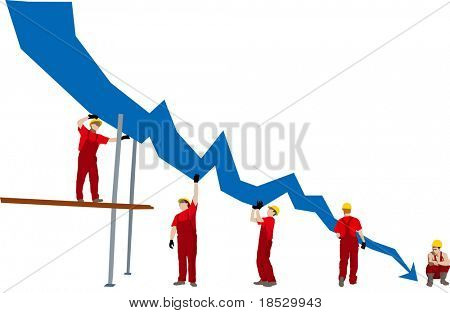 Bedrijfsfaillissement en depressie grafiek vertegenwoordigen gefailleerde (vector)