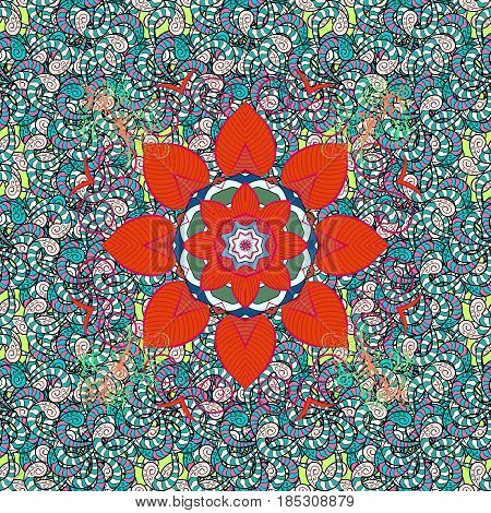 Vector Round Ornament Pattern. Spiritual And Ritual Symbol Of Islam Arabic Indian Religions. Geometr