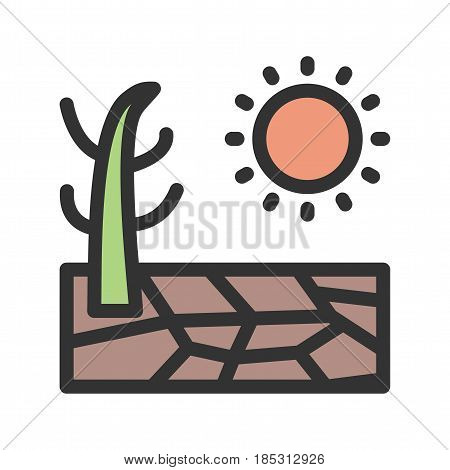 Drought, dry, land icon vector image. Can also be used for disasters. Suitable for mobile apps, web apps and print media.
