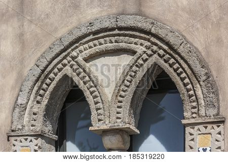 Detail of a window of Villa Cimbrone in Amalfi Coast Italy Europe to understand a concept of architecture and industrialization