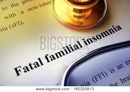 Page of book with title Fatal familial insomnia.