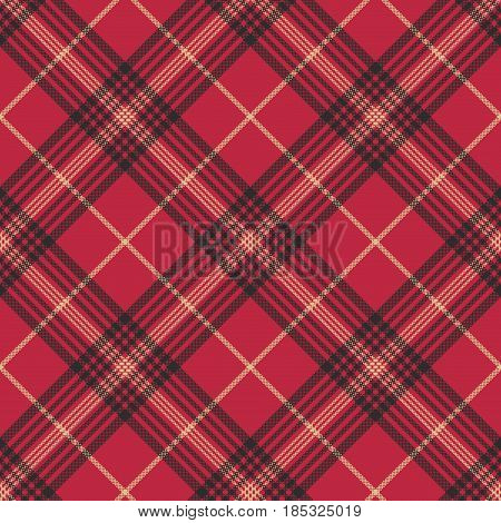 Red check plaid tartan seamless pattern. Vector illustration.