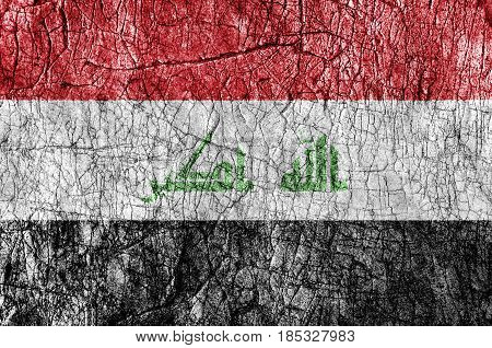 Grudge stone painted Iraq flag close up