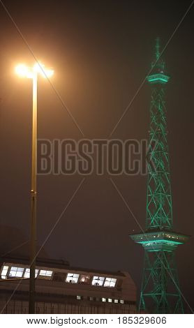 Funkturm Berlin (berlin Radio Tower) With Unusual Green Lighting In The Night